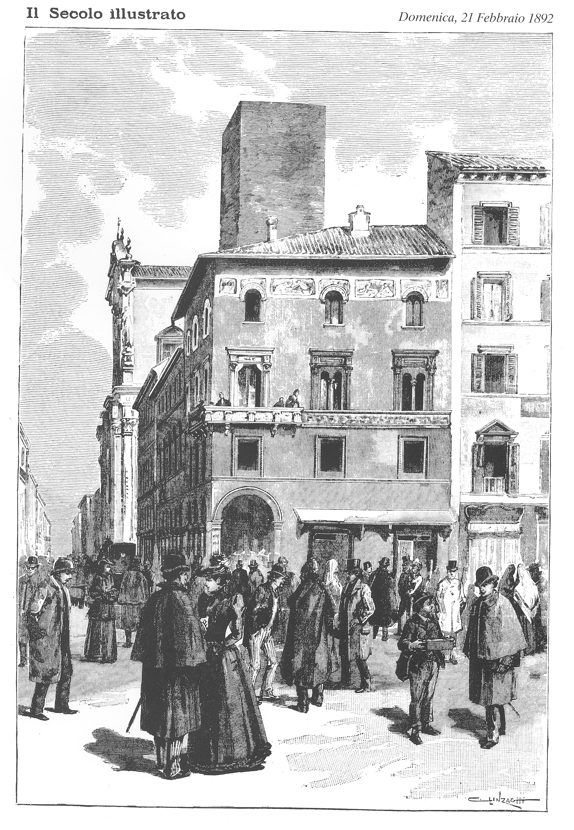Historical view of Bologna near Canton de' Fiori